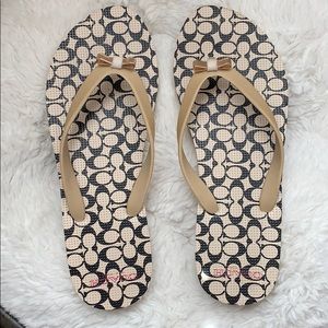 Tan / Black Coach Flip Flops